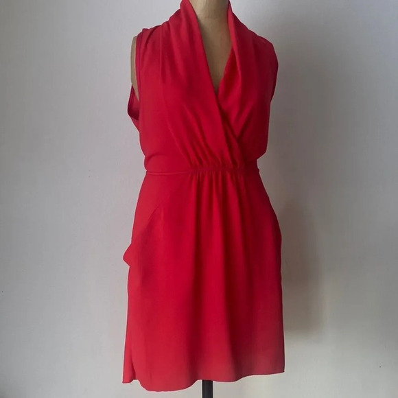 WILFRED red short dress sz S tie at waist lined pockets excellent condition - Picture 1 of 8